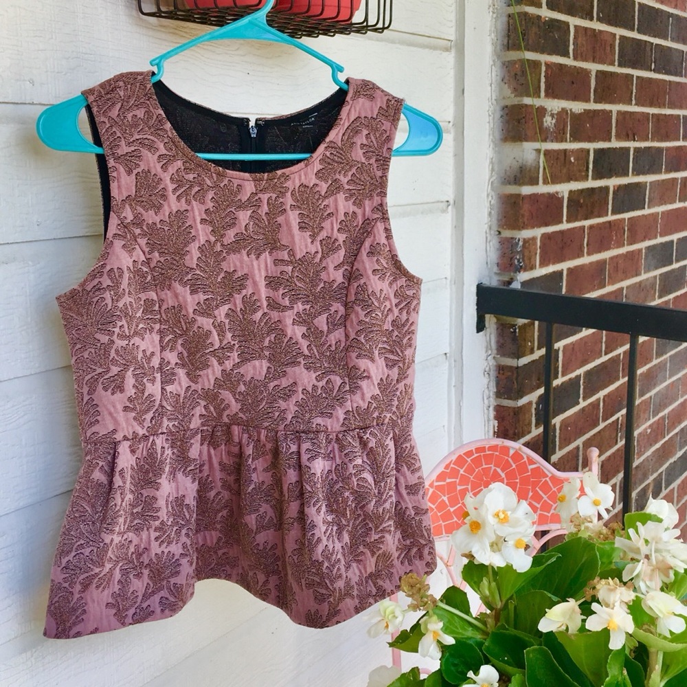 Ann Taylor Pink and Brown Sleeveless Top